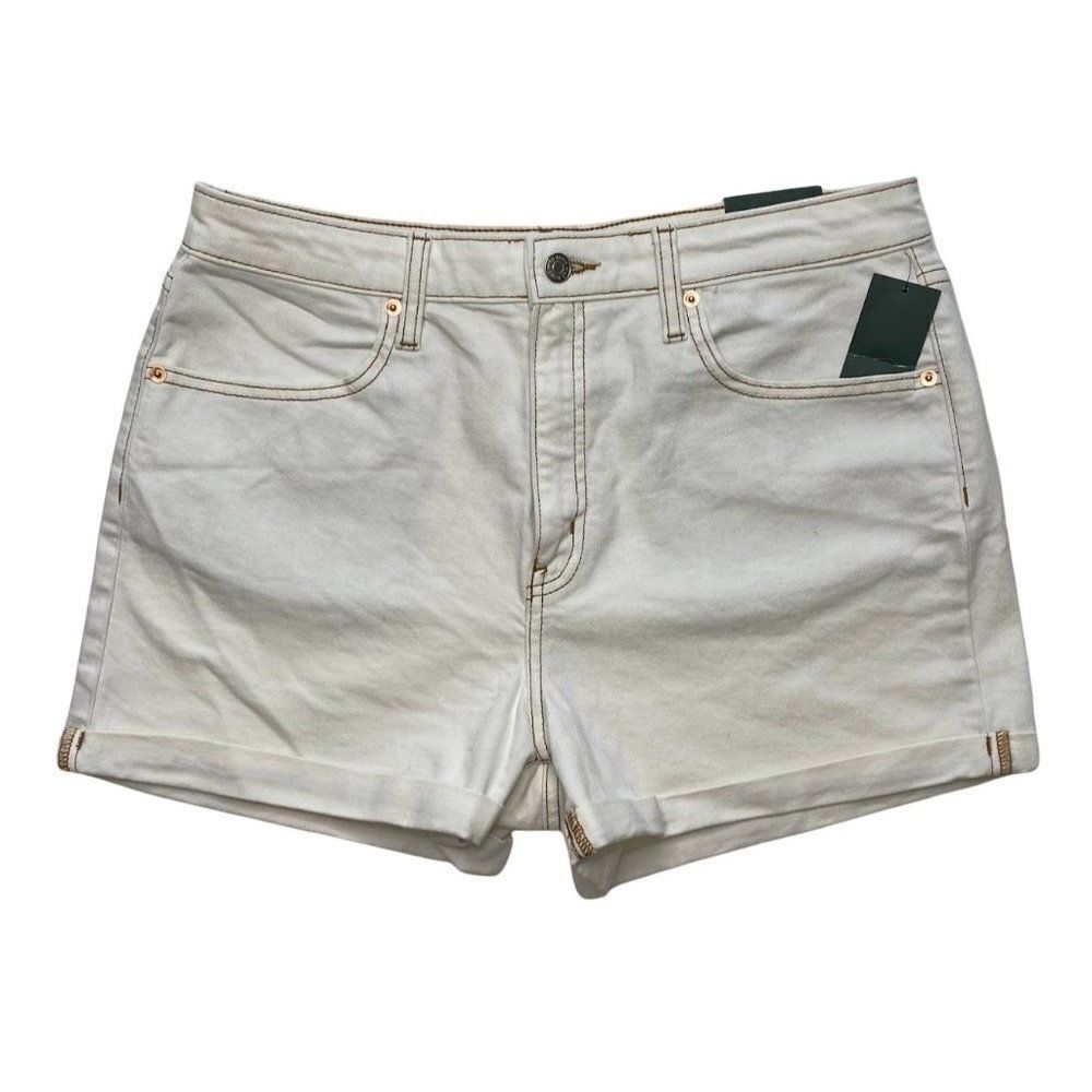 Wild Fable Jean Shorts Women's 6 Medium White High Rise‎ Pockets Stretchy Cuffed